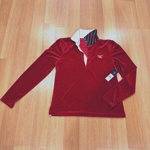 American Living Women's MED Red Velvet Long Sleeve, flip color option, NWT, $30